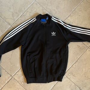 Adidas Black Track Jacket with White Stripes